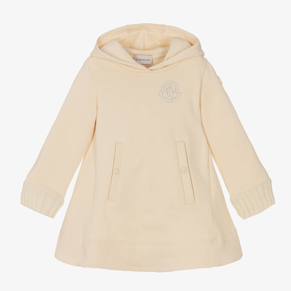 Moncler Enfant - Girls Ivory Cotton & Wool Hoodie Dress | Childrensalon