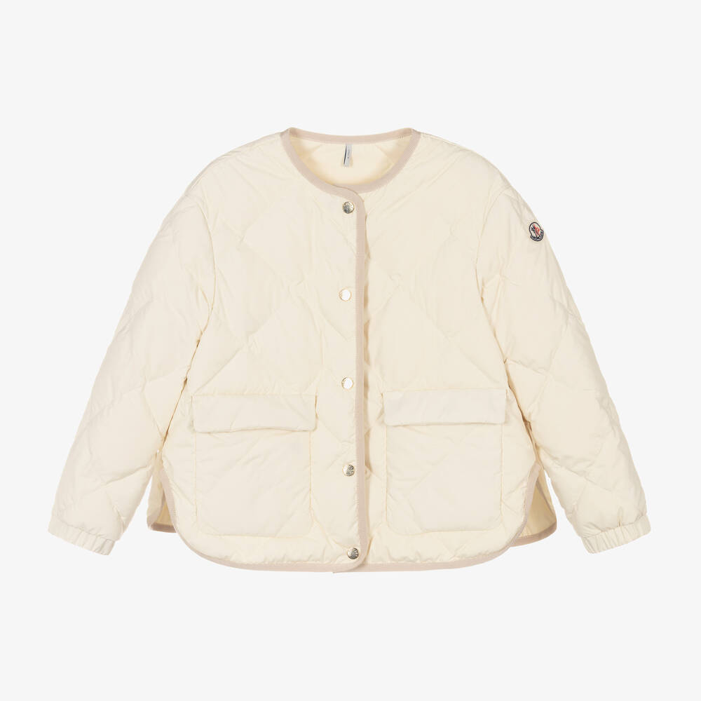 Moncler Enfant -  جاكيت Ursella  مبطن بريش لون عاجي للبنات | Childrensalon