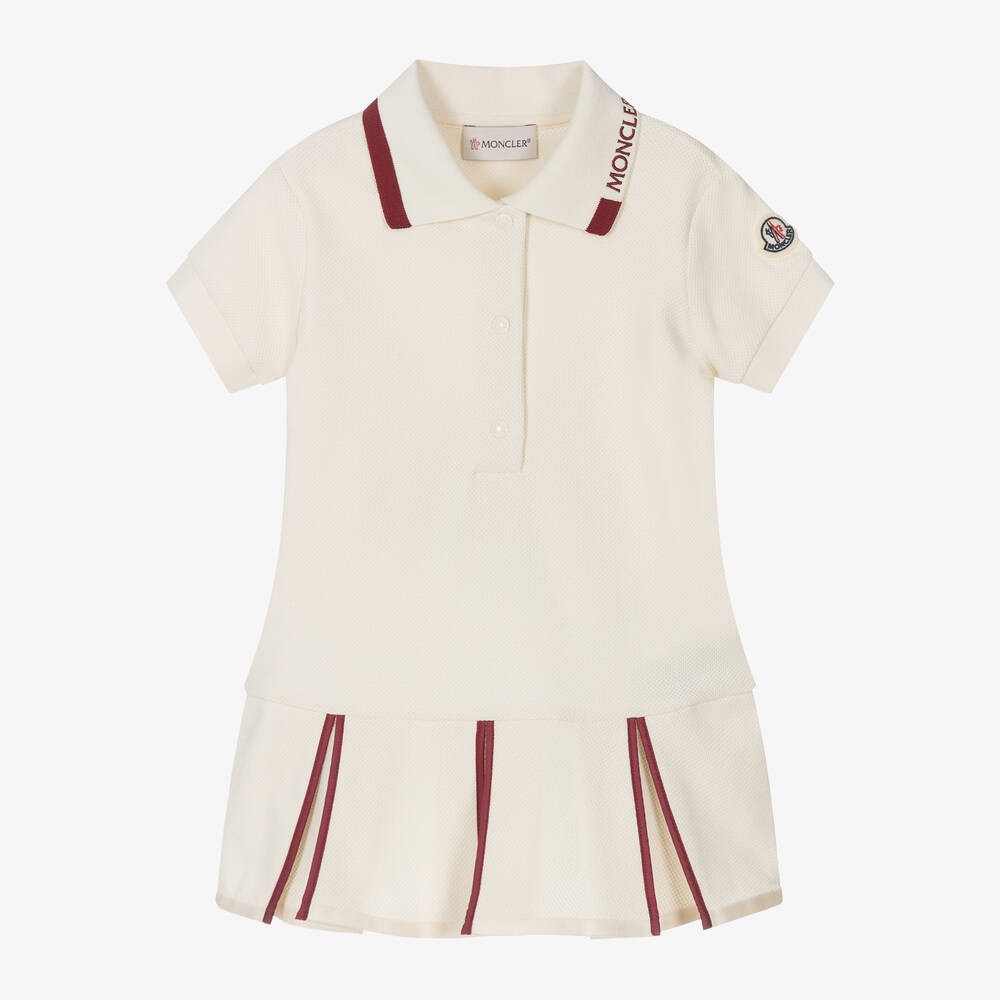 Moncler Enfant - Girls Ivory Piqué Polo Dress | Childrensalon