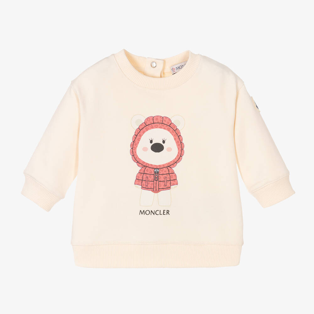 Moncler Enfant - Girls Ivory Teddy Bear Sweatshirt | Childrensalon