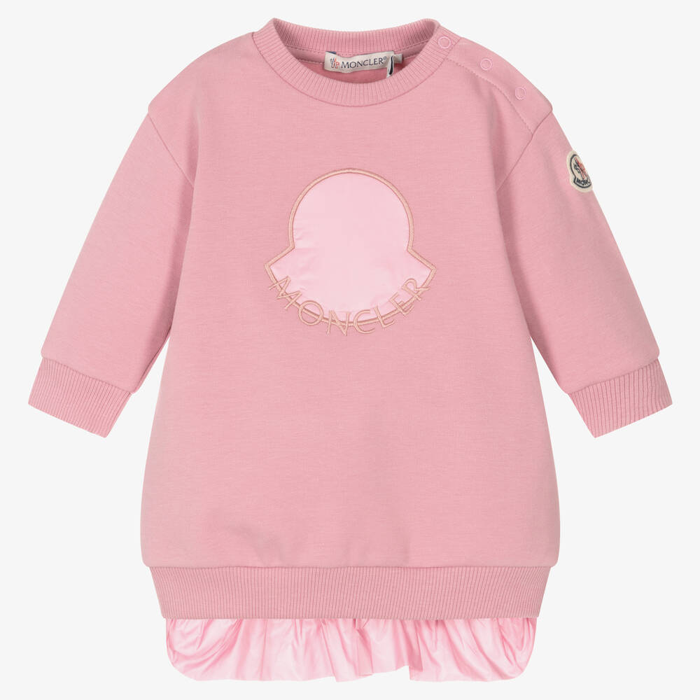 Moncler Enfant - Girls Lilac Pink Cotton Sweatshirt Dress | Childrensalon