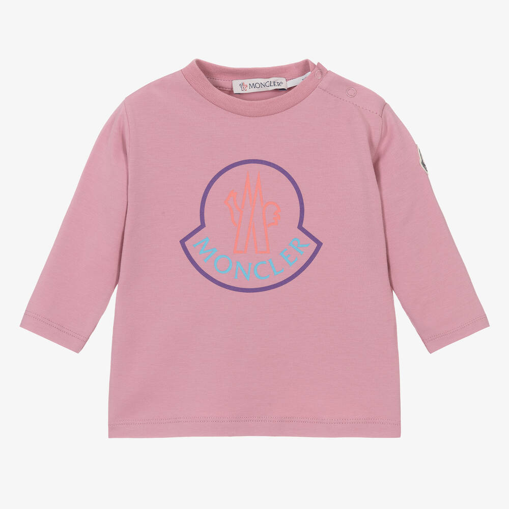 Moncler Enfant - Girls Lilac Pink Cotton Top | Childrensalon