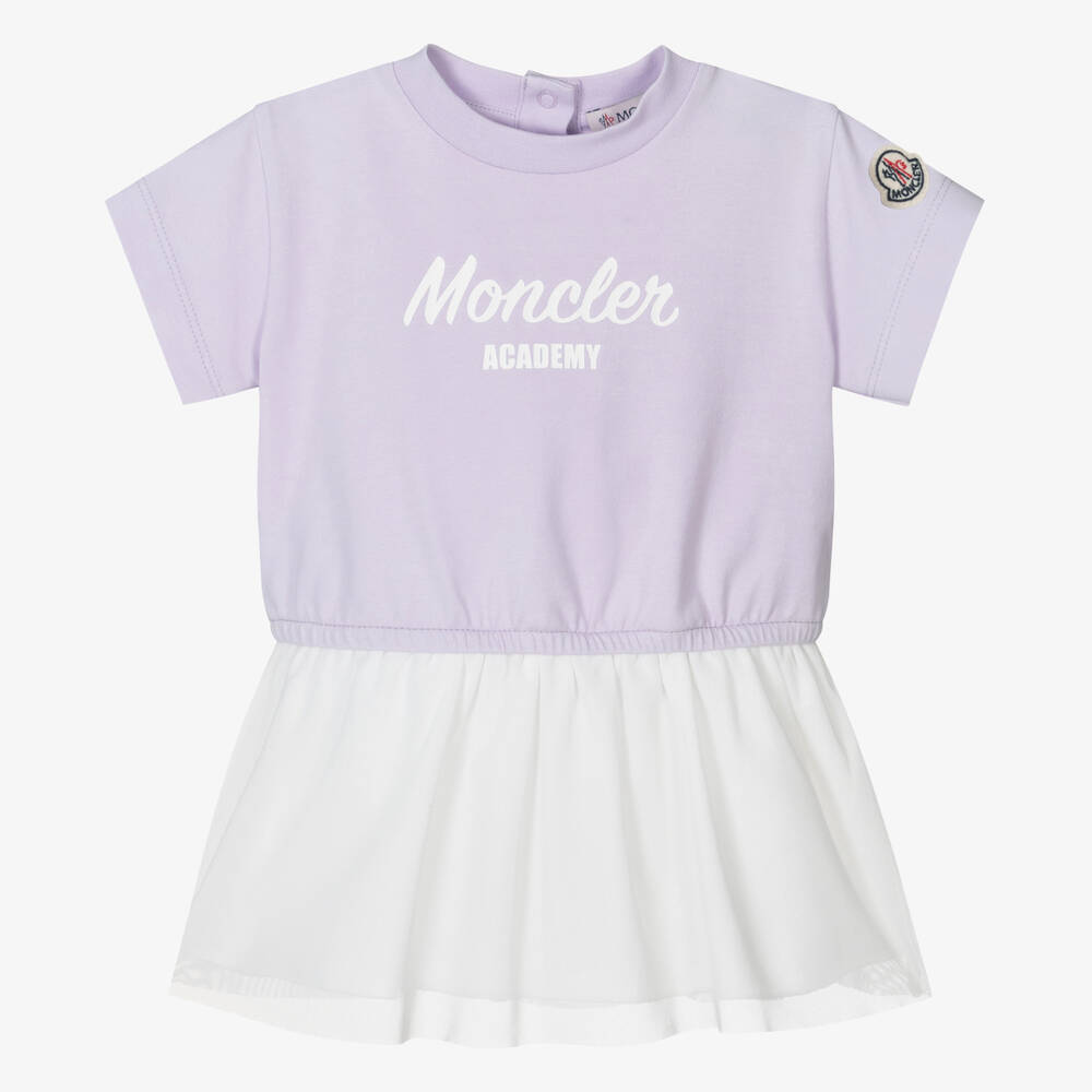 Moncler Enfant - Girls Lilac Purple Cotton Dress | Childrensalon