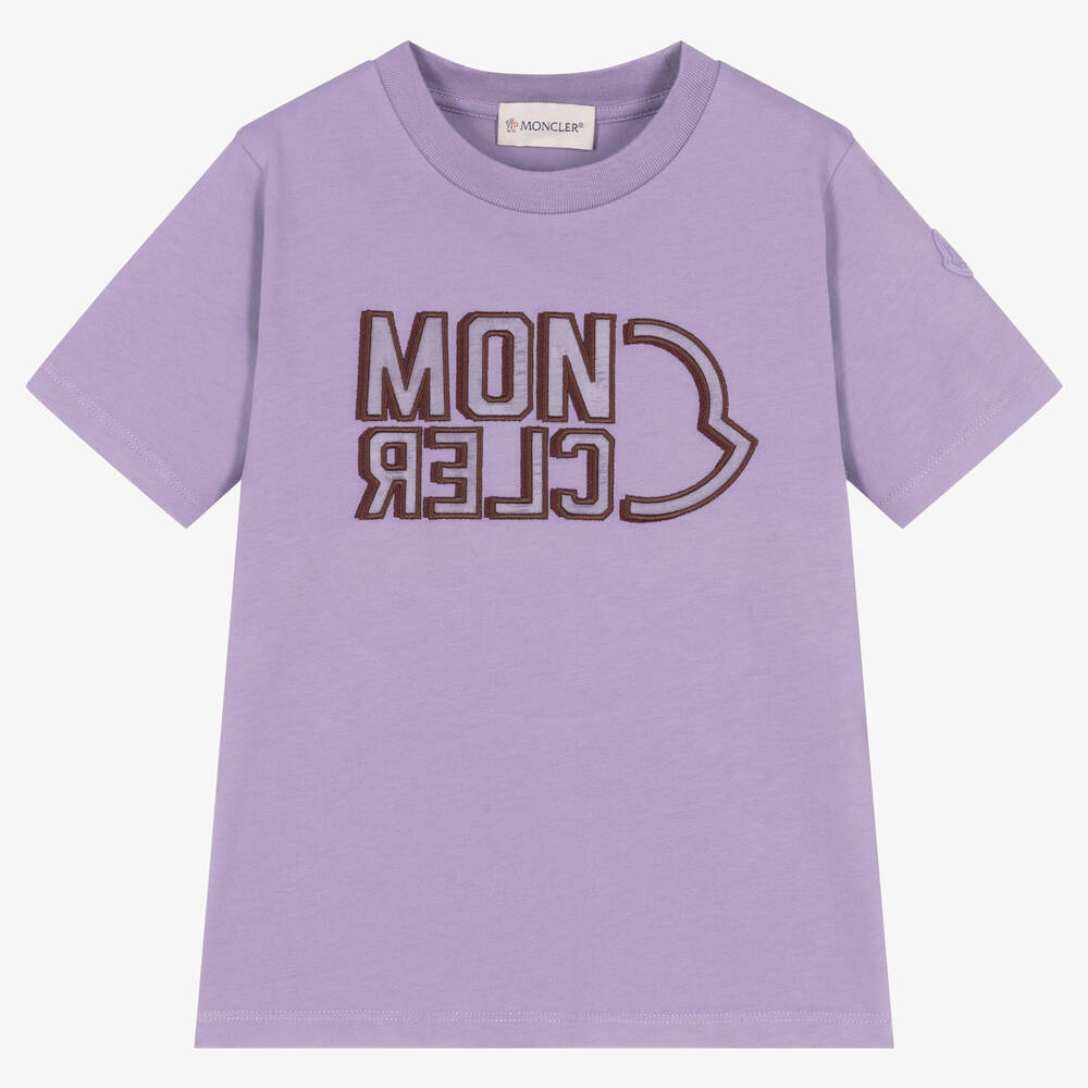 Moncler Enfant - Girls Lilac Purple T-Shirt | Childrensalon