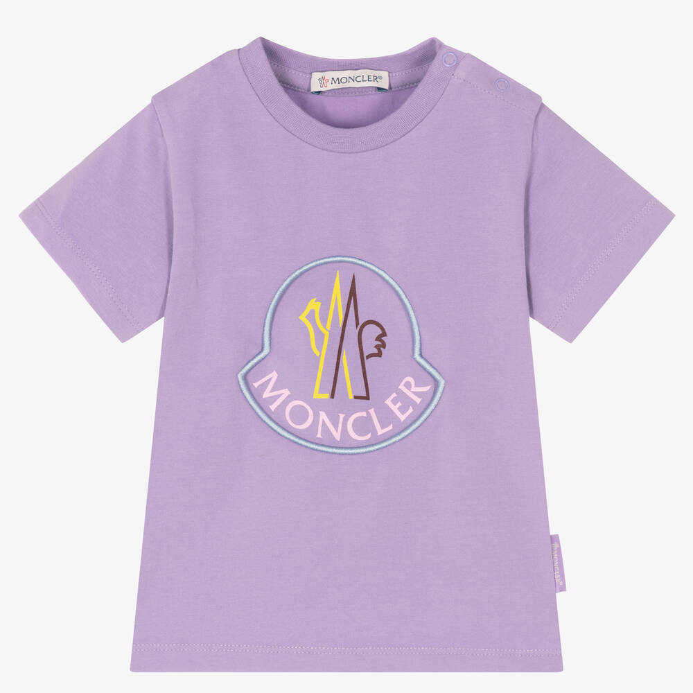 Moncler Enfant - Girls Lilac Purple T-Shirt | Childrensalon