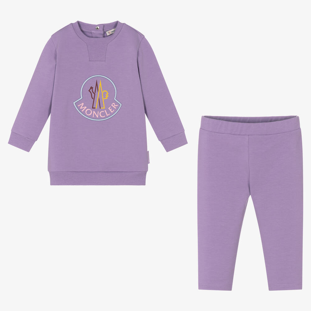 Moncler Enfant - Girls Lilac Purple Tracksuit | Childrensalon