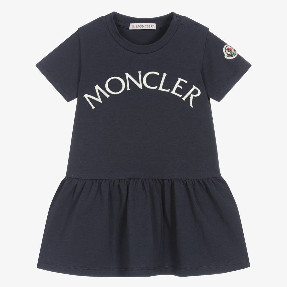 Moncler Enfant - Синее хлопковое платье для девочек | Childrensalon