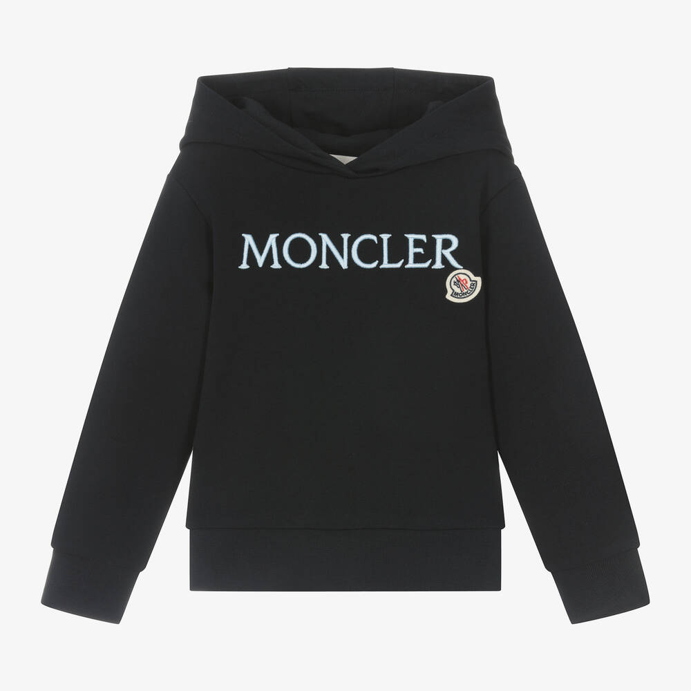 Moncler Enfant - Синяя хлопковая худи с вышивкой для девочек | Childrensalon