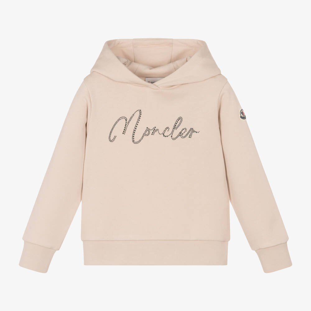 Moncler Enfant - Girls Pale Pink Cotton Hoodie | Childrensalon