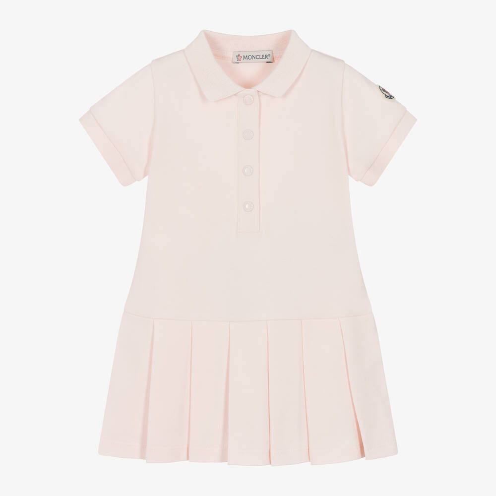 Moncler Enfant - Розовое платье поло из хлопка пике для девочек | Childrensalon