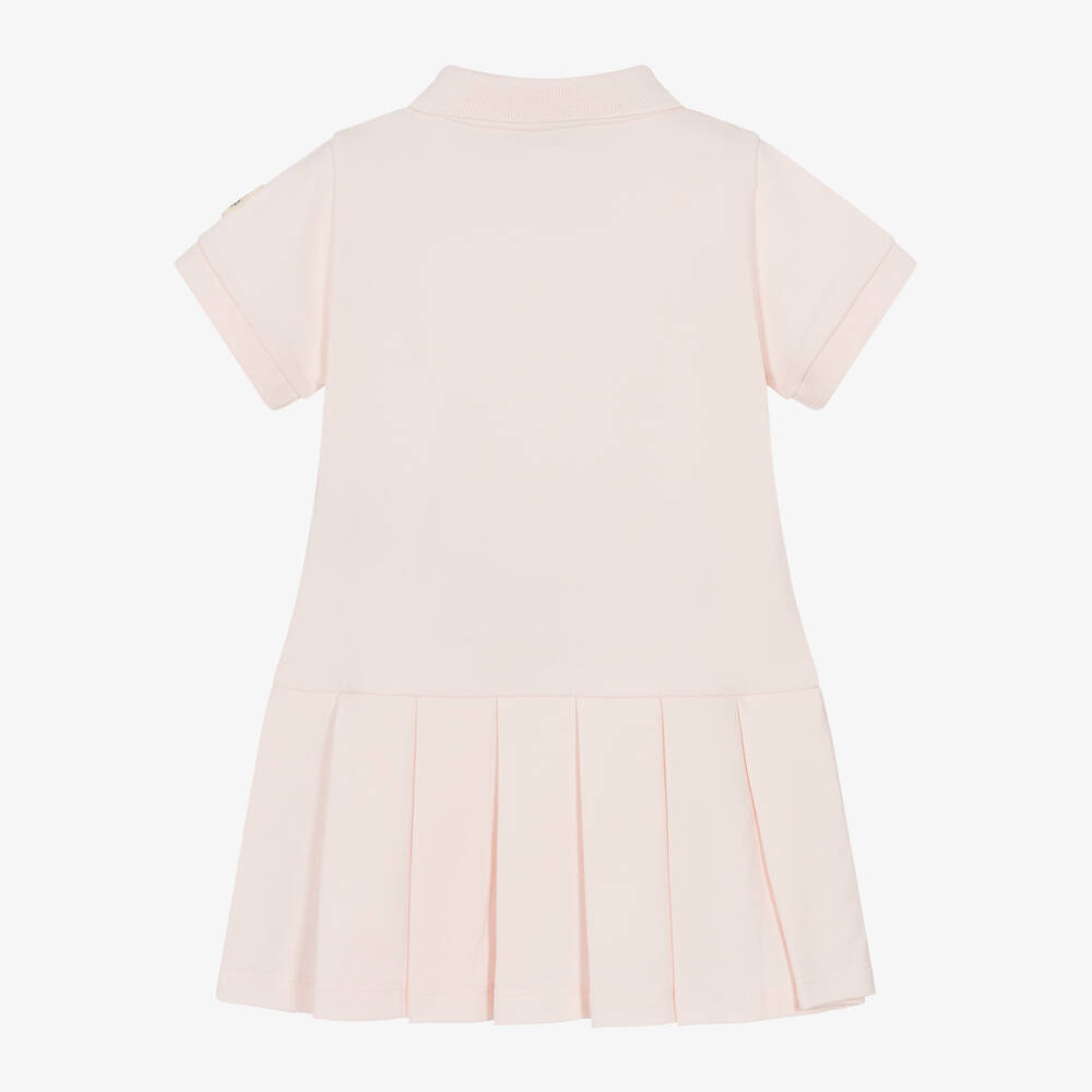 Moncler Enfant - Girls Pale Pink Cotton Piqué Polo Dress | Childrensalon