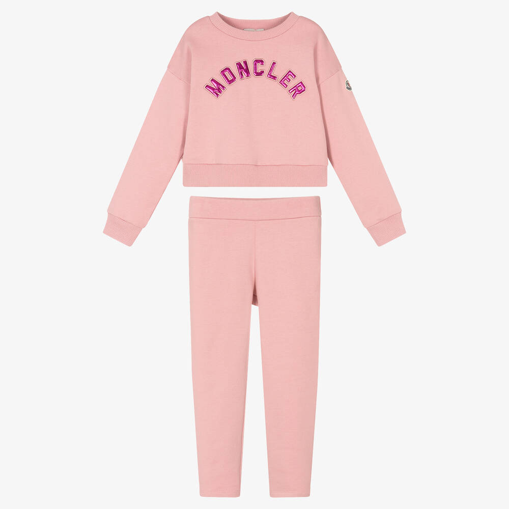 Moncler Enfant - Girls Pink Cotton Leggings Set | Childrensalon
