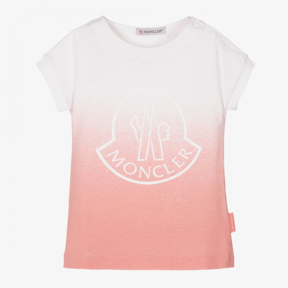 Moncler Enfant - Girls Pink Cotton Logo Dress | Childrensalon