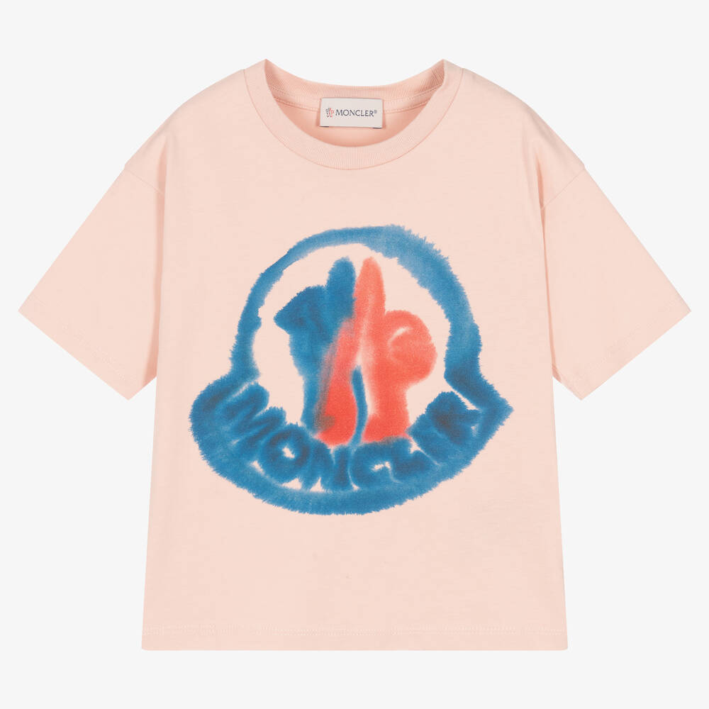 Moncler Enfant - T-shirt rose en coton fille | Childrensalon