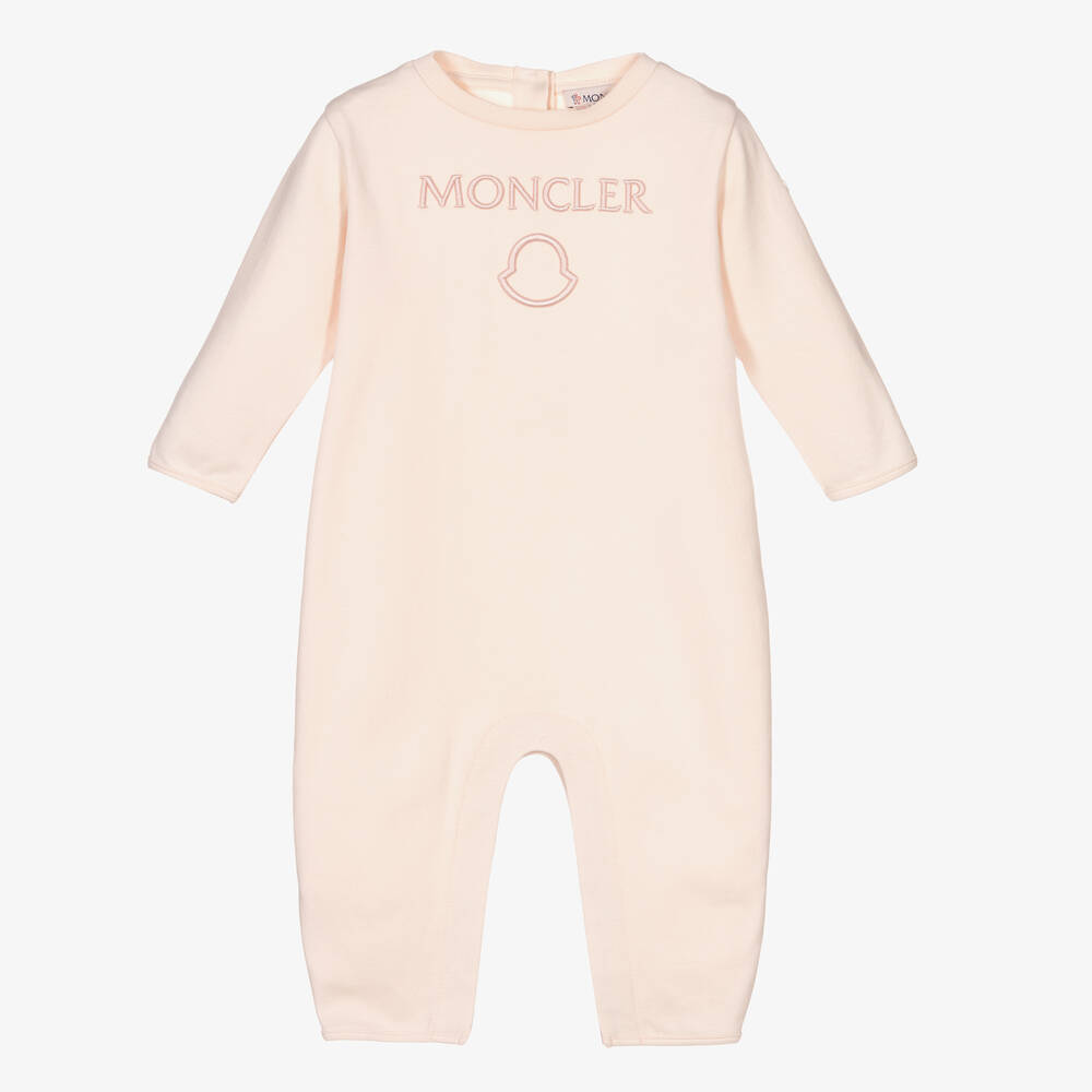 Moncler Enfant - Girls Pink Cotton Romper | Childrensalon