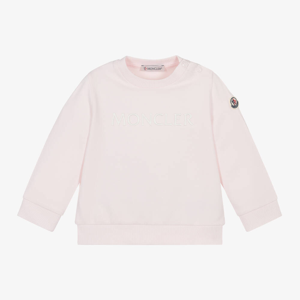 Moncler Enfant - Girls Pink Cotton Sweatshirt | Childrensalon