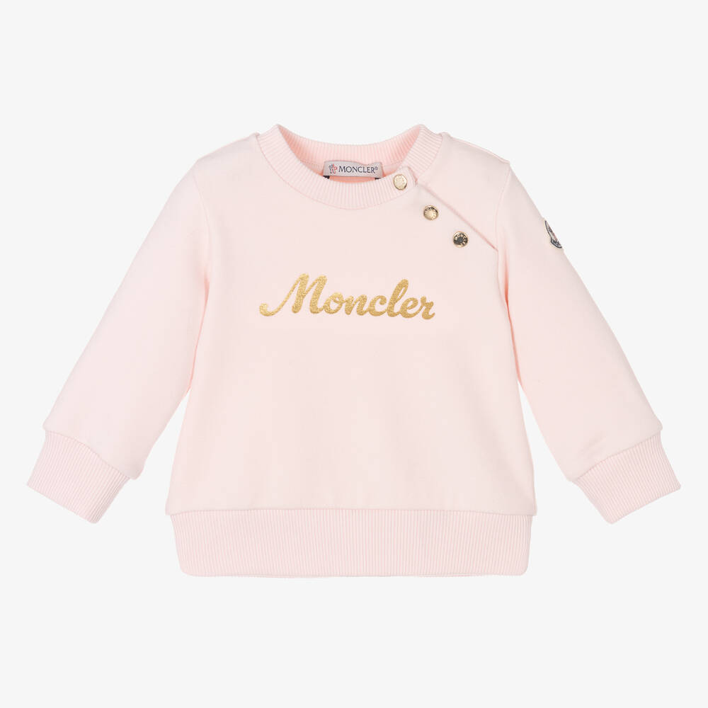 Moncler Enfant - Girls Pink Cotton Sweatshirt | Childrensalon