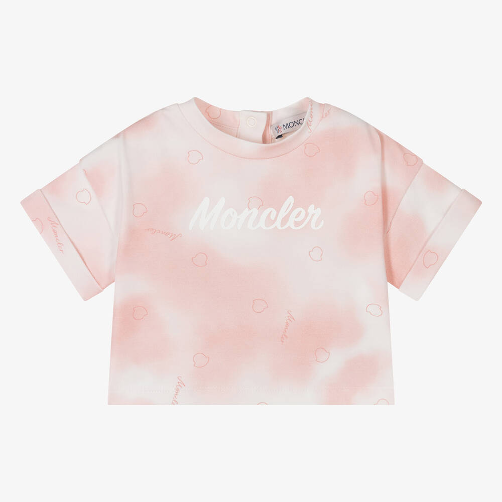 Moncler Enfant - Girls Pink Cotton Tie-Dye T-Shirt | Childrensalon