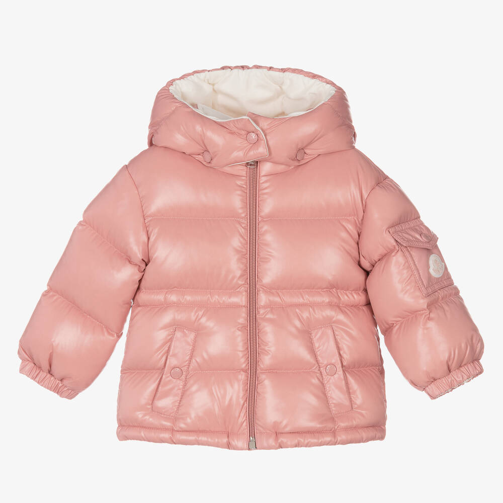 Moncler Enfant - Girls Pink Down Padded Coat | Childrensalon