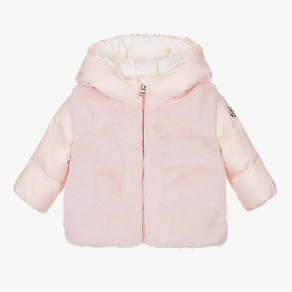 Moncler Enfant - Girls Pink Down Padded Natas Jacket | Childrensalon