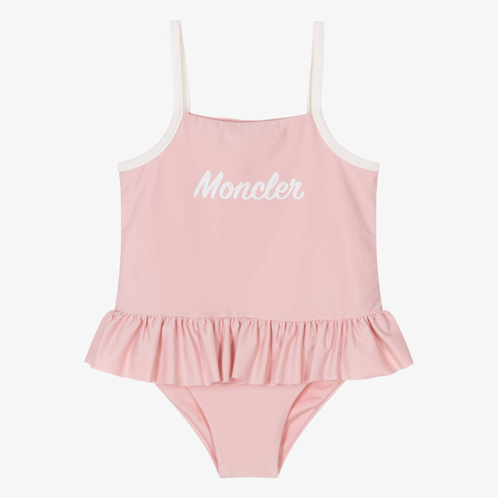 Moncler Enfant - Girls Pink Frill Swimsuit | Childrensalon
