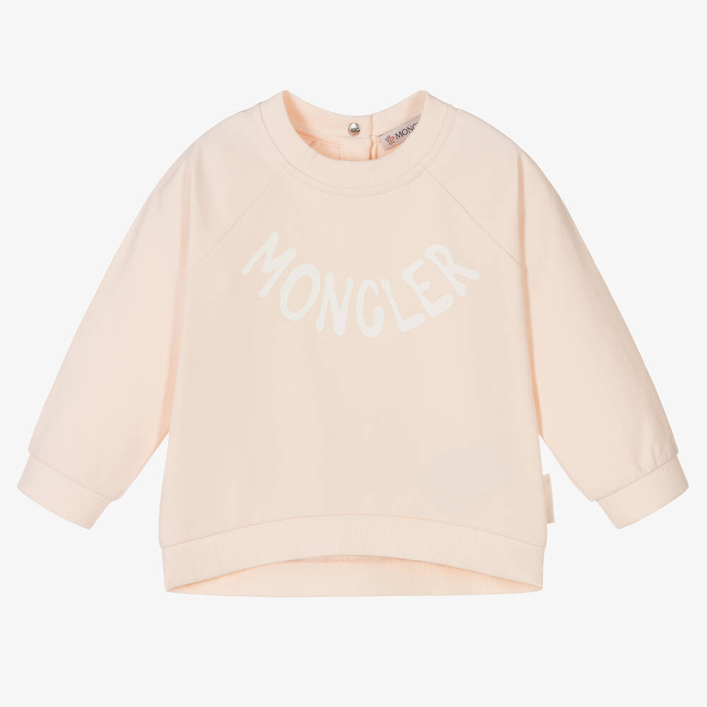 Moncler Enfant - Girls Pink Logo Sweatshirt | Childrensalon