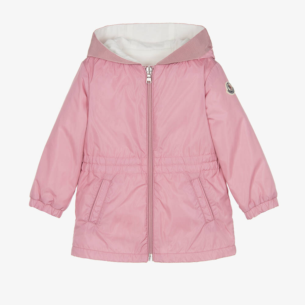 Moncler Enfant - Girls Pink Messein Hooded Parka Coat | Childrensalon
