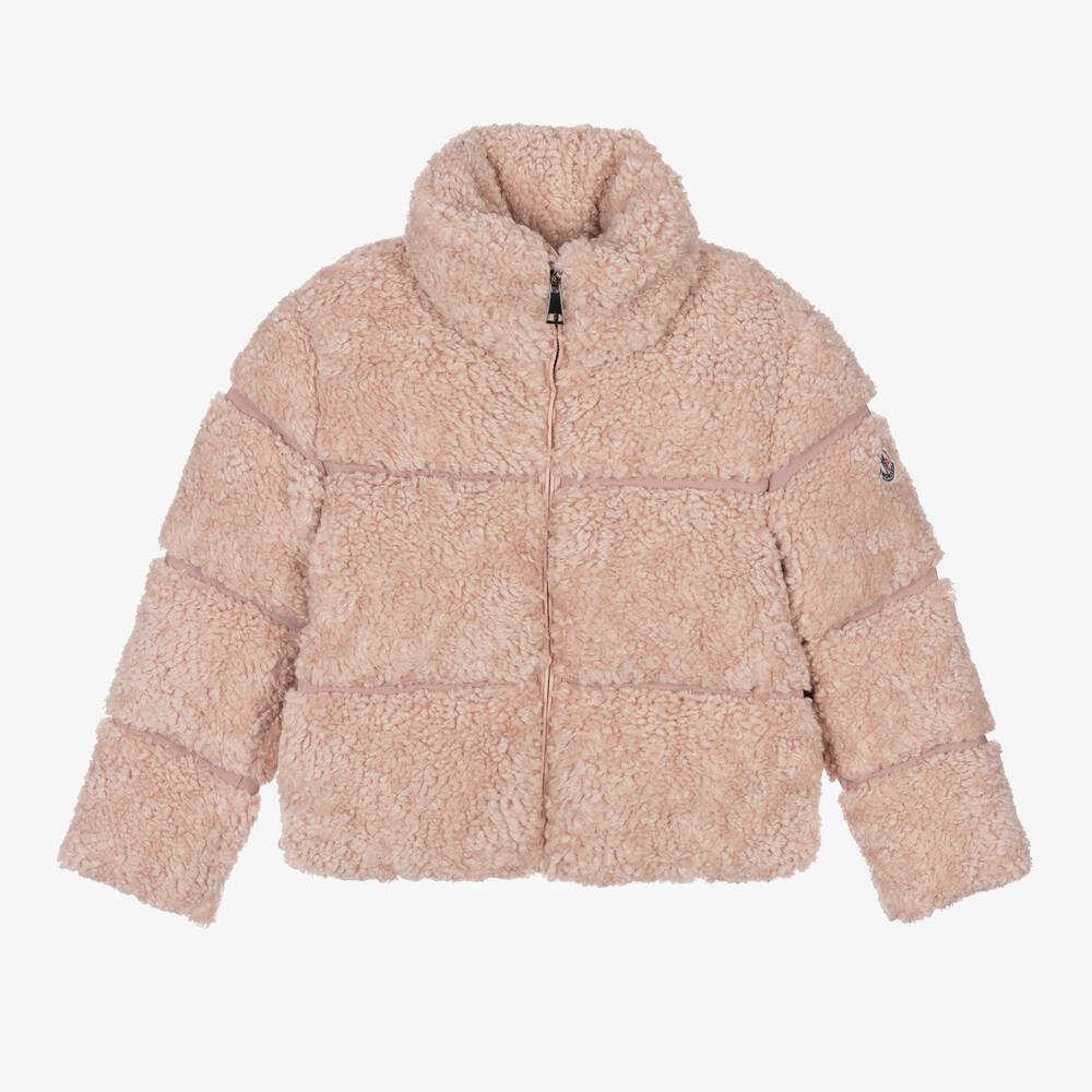 Moncler Enfant - Розовая куртка из плюшевого флиса | Childrensalon