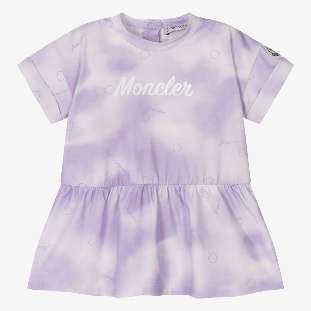 Moncler Enfant - Girls Purple Tie-Dye Cotton Dress | Childrensalon