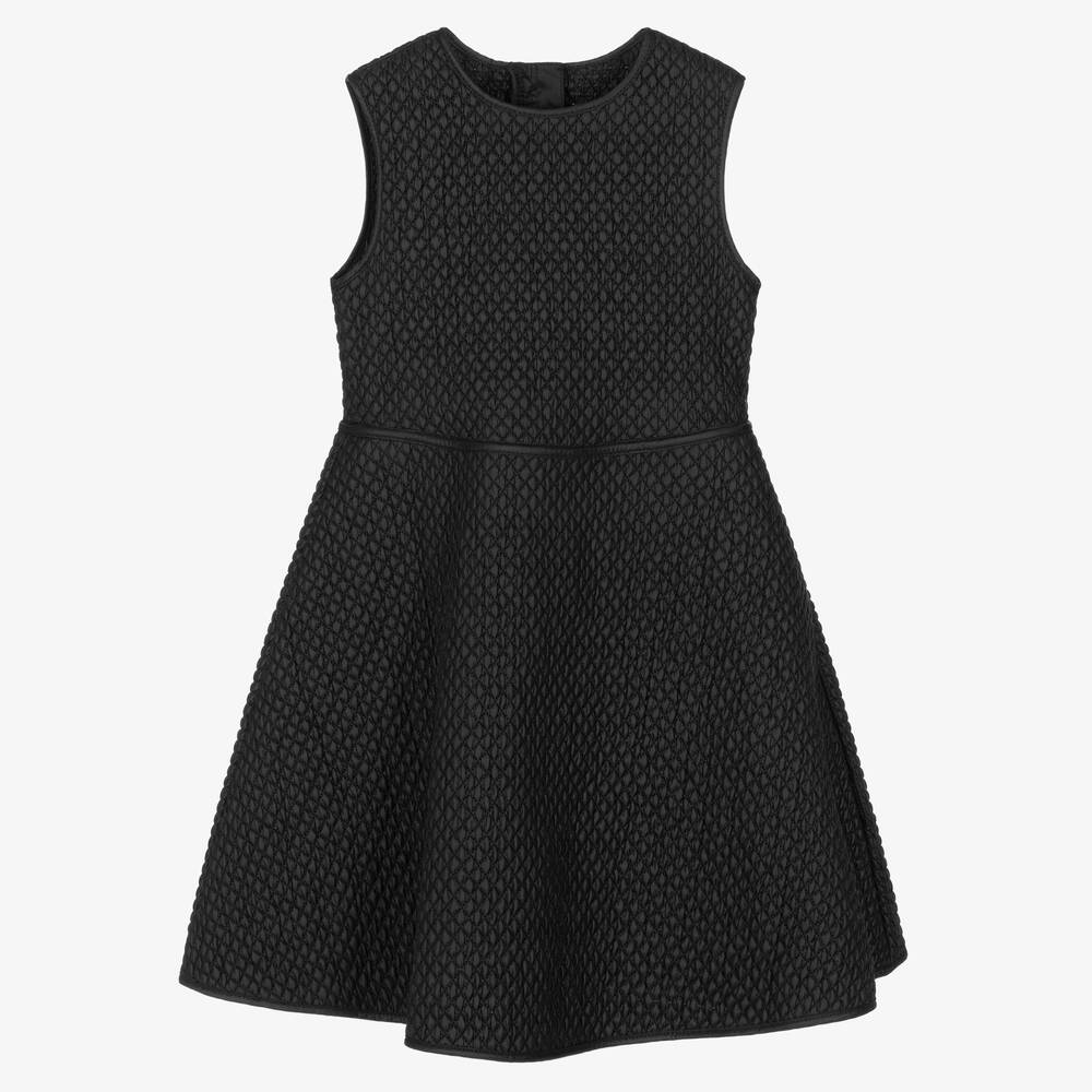 Moncler Enfant - Girls Quilted Black Dress | Childrensalon