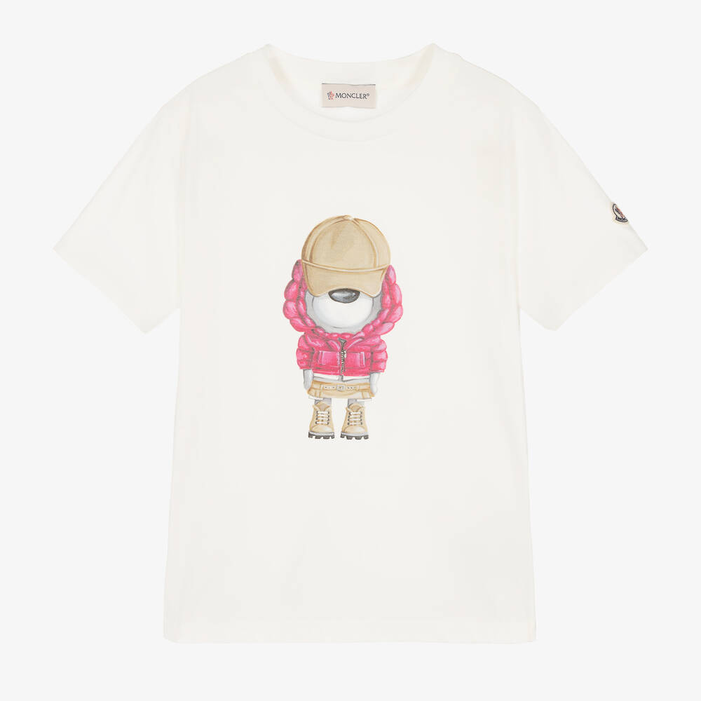 Moncler Enfant - T-shirt blanc en coton chien fille | Childrensalon