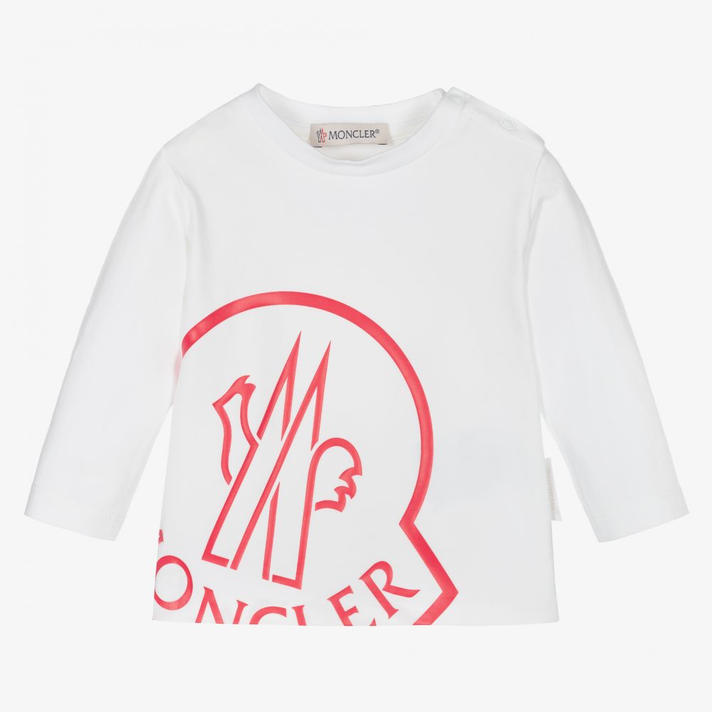 Moncler Enfant - Girls White Cotton Logo Top | Childrensalon