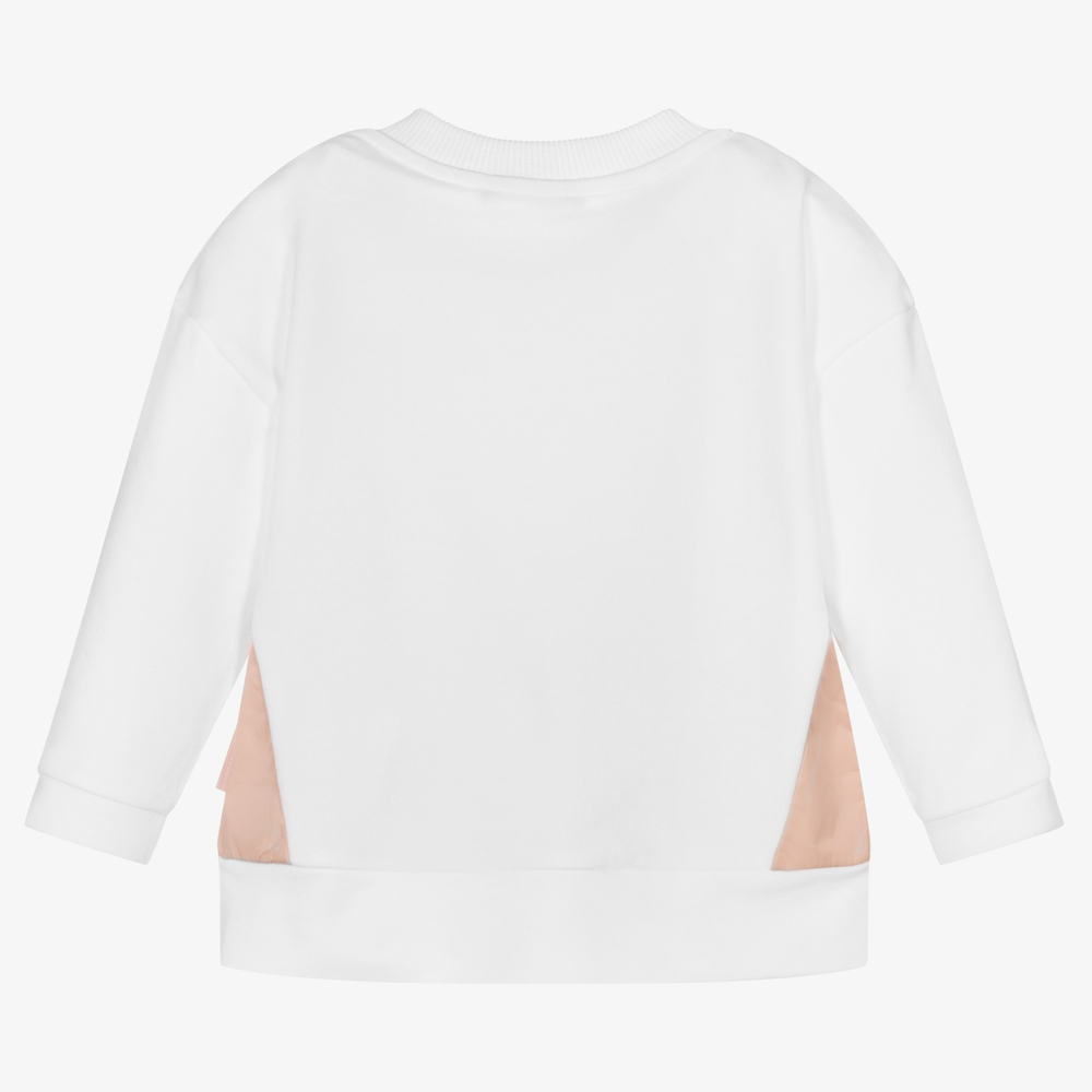 Moncler Enfant - Girls White Logo Sweatshirt | Childrensalon