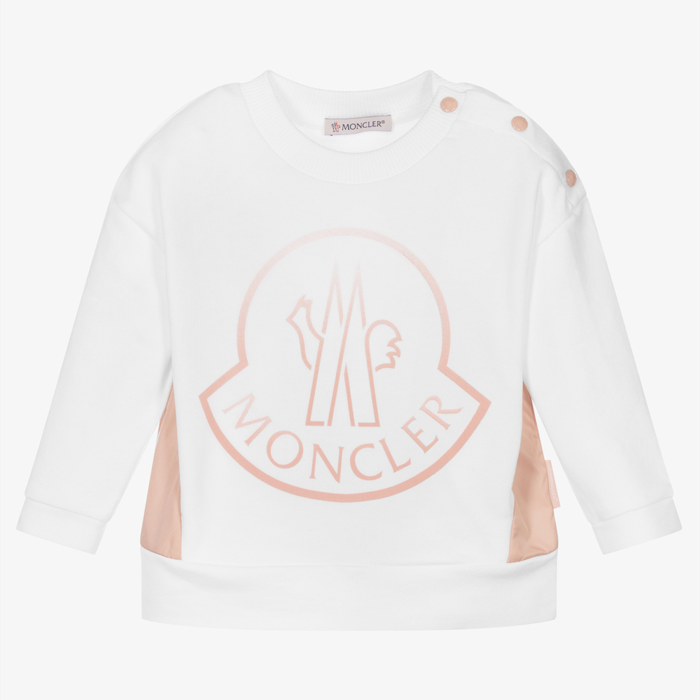 Moncler Enfant - Girls White Logo Sweatshirt | Childrensalon