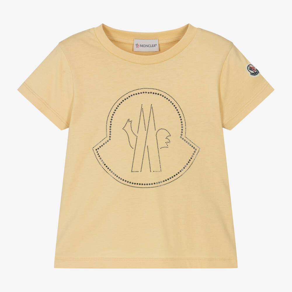 Moncler Enfant - Girls Yellow Cotton T-Shirt | Childrensalon