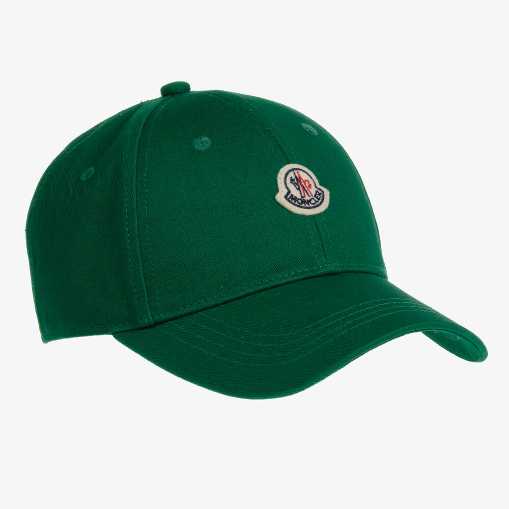 Moncler Enfant - Green Cotton Logo Patch Cap | Childrensalon