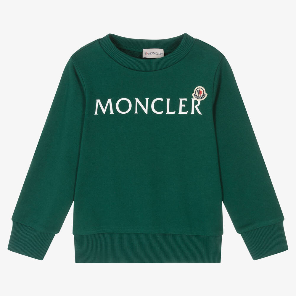 Moncler Enfant - سويتشيرت قطن لون أخضر | Childrensalon