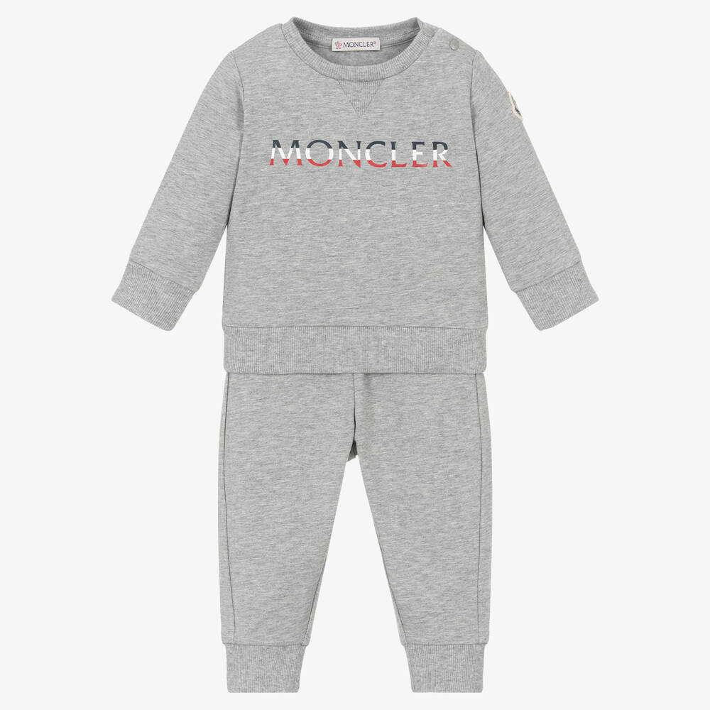 Moncler Enfant - Grauer Baby-Baumwoll-Trainingsanzug | Childrensalon