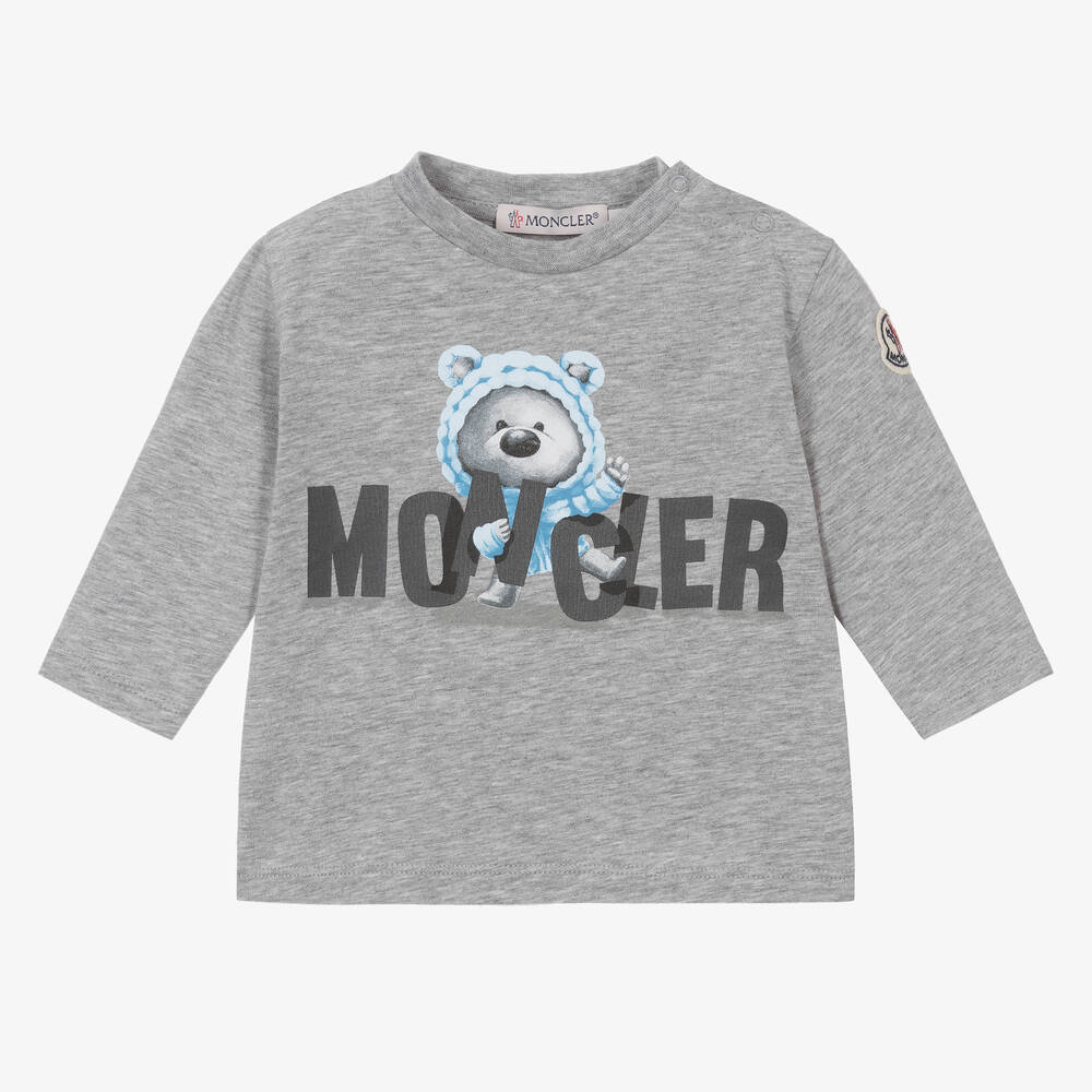 Moncler Enfant - Grey Marl Cotton Bear Top | Childrensalon