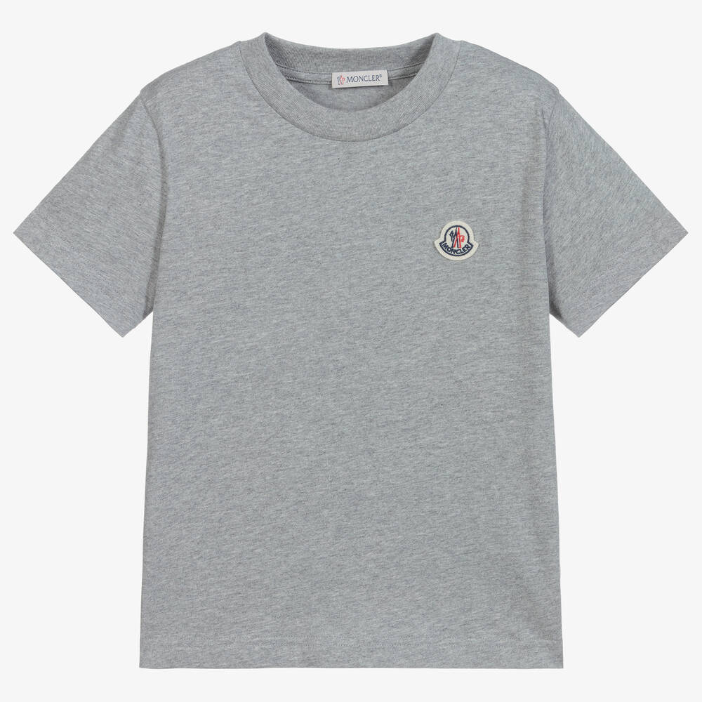 Moncler Enfant - Grey Marl Cotton T-Shirt | Childrensalon