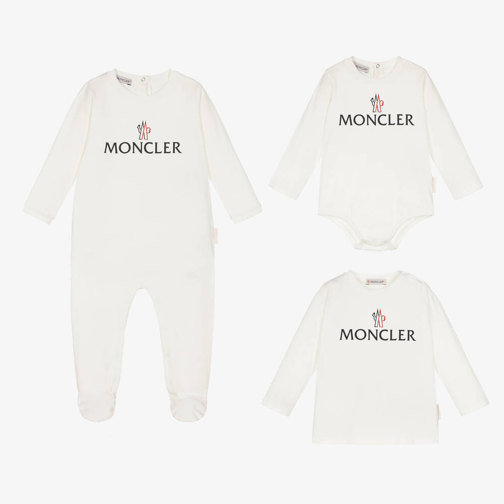 Moncler Enfant - Ivory Cotton Babysuit Set | Childrensalon
