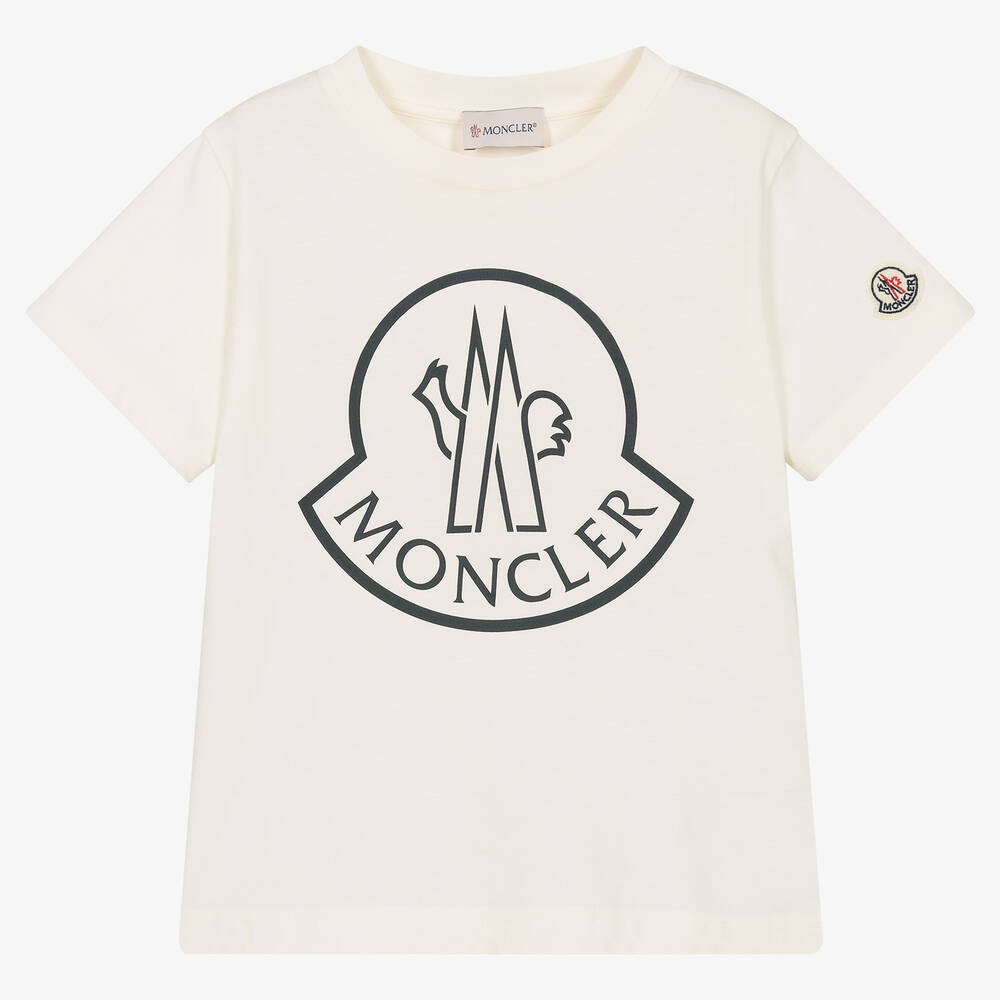 Moncler Enfant - Elfenbeinfarbenes Baumwoll-T-Shirt | Childrensalon