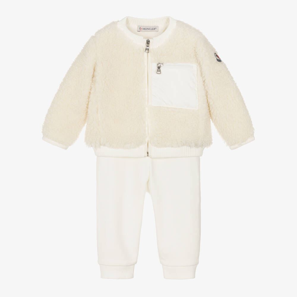 Moncler Enfant - بدلة رياضية فليس شيربا لون عاجي | Childrensalon