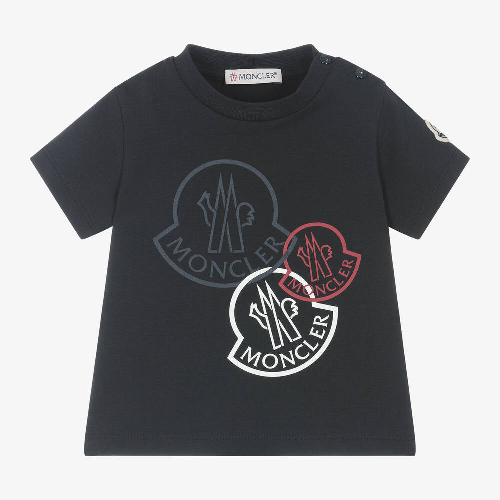 Moncler Enfant - Navy Blue Cotton T-Shirt | Childrensalon