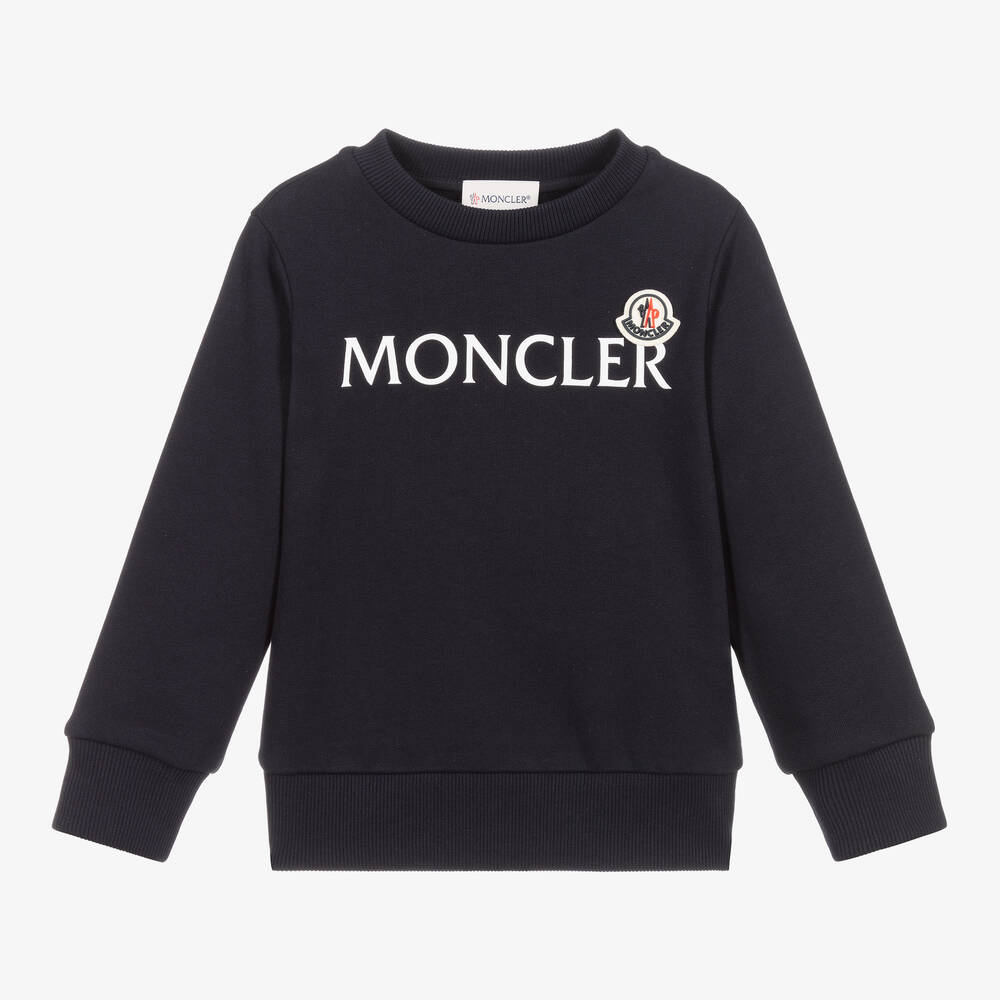 Moncler Enfant - سويتشيرت قطن لون كحلي | Childrensalon
