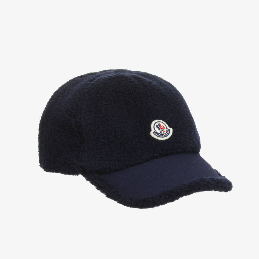 Moncler Enfant - Navy Blue Teddy Fleece Baseball Cap | Childrensalon