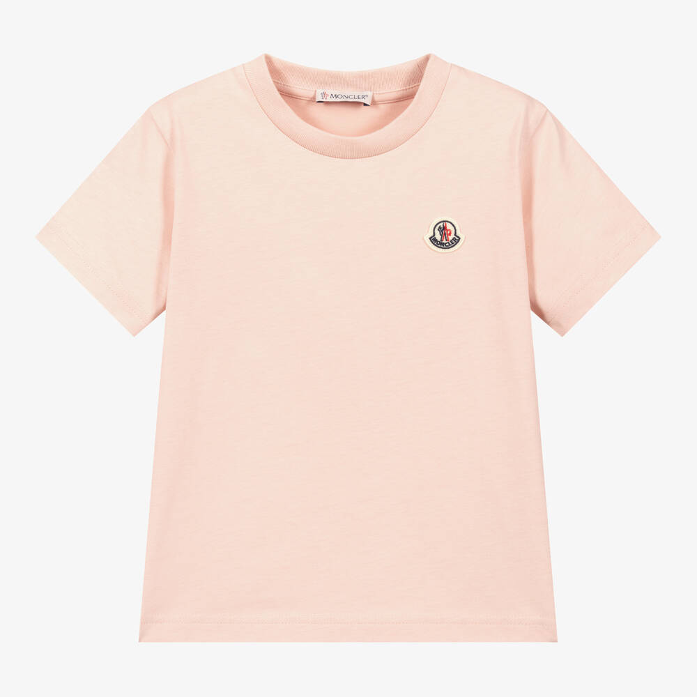 Moncler Enfant - Pale Pink Cotton Logo T-Shirt | Childrensalon