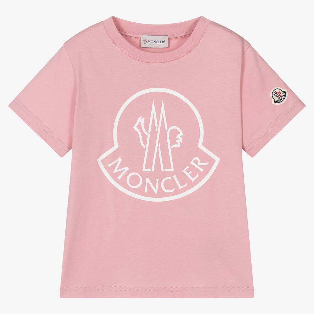 Moncler Enfant - Zartrosa Baumwoll-T-Shirt mit Print | Childrensalon