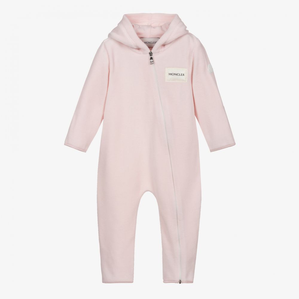 Moncler Enfant - Pink Polar Fleece Pramsuit | Childrensalon