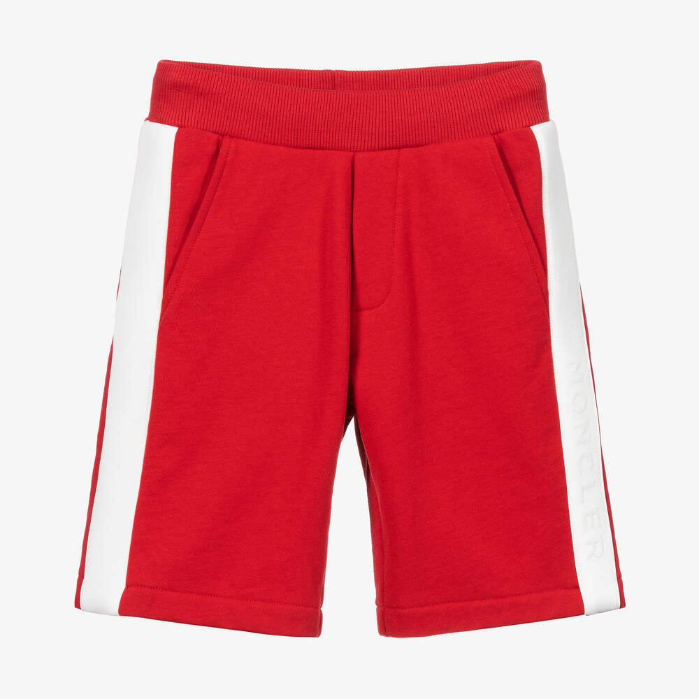 Moncler Enfant - Red Cotton Logo Shorts | Childrensalon